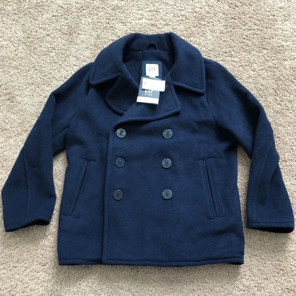 GAP Kids Wool Peacoat Girls Small Navy Blue NWT‎